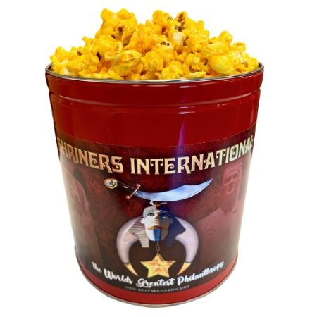 1 gallon popcorn tin with Orak Shriners logo